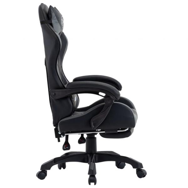 Gaming-Stuhl mit Fußstütze Grau und Schwarz Kunstleder 