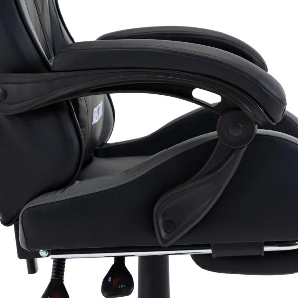Gaming-Stuhl mit Fußstütze Grau und Schwarz Kunstleder 