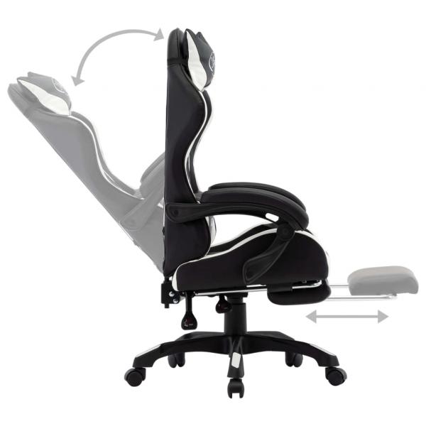 Gaming-Stuhl mit Fußstütze Weiß und Schwarz Kunstleder 