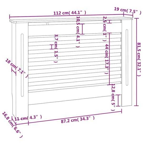 Heizkörperverkleidung 112x19x81,5 cm MDF