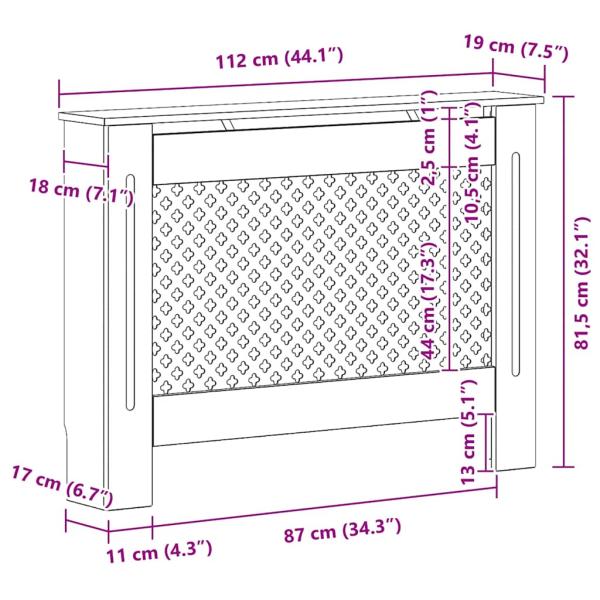 Heizkörperverkleidung 112x19x81,5 cm MDF