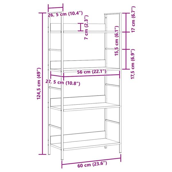 Bücherregal 4 Regalböden Weiß 60×27,6×124,5 cm Holzwerkstoff