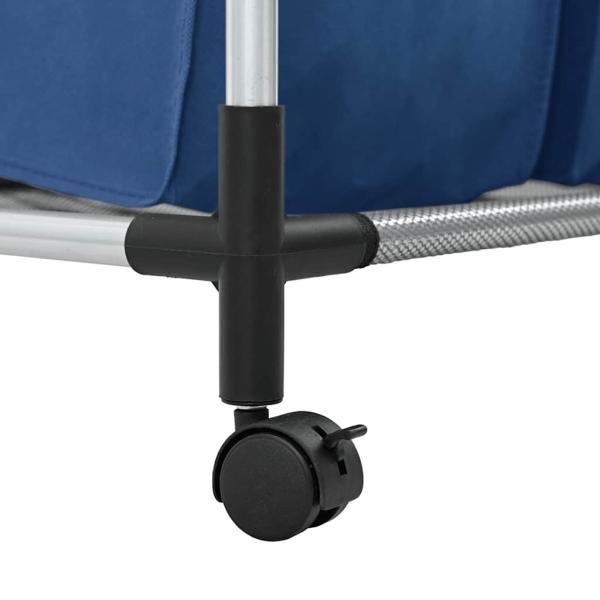 Wäschesortierer mit 3 Taschen Blau Stahl 