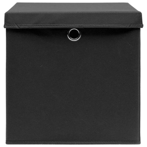 Aufbewahrungsboxen mit Deckeln 10 Stk. Schwarz 32x32x32cm Stoff