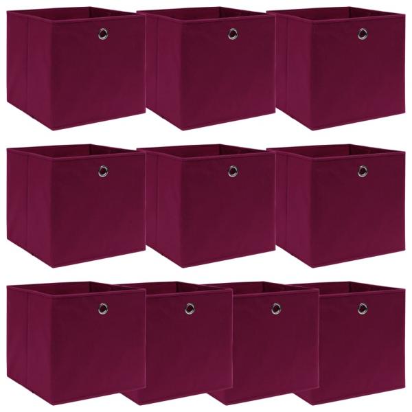 ARDEBO.de - Aufbewahrungsboxen 10 Stk. Dunkelrot 32x32x32 cm Stoff