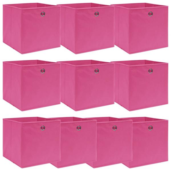 ARDEBO.de - Aufbewahrungsboxen 10 Stk. Rosa 32x32x32 cm Stoff