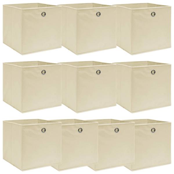 ARDEBO.de - Aufbewahrungsboxen 10 Stk. Creme 32x32x32 cm Stoff