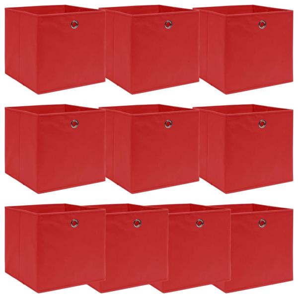 ARDEBO.de - Aufbewahrungsboxen 10 Stk. Rot 32x32x32 cm Stoff