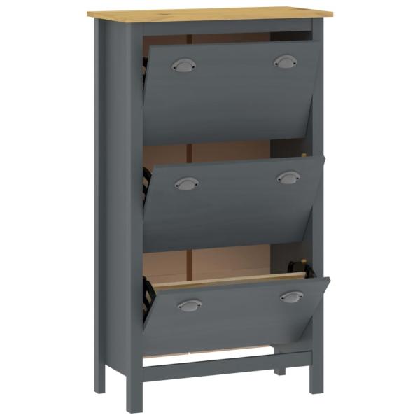 Schuhschrank Hill Grau 72x35x124 cm Massivholz Kiefer