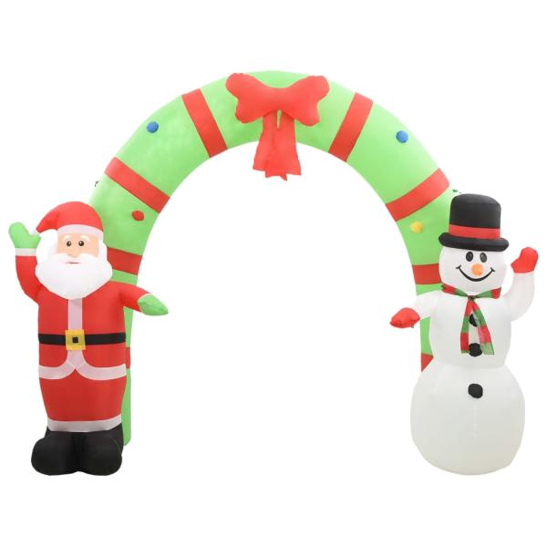 Aufblasbarer Weihnachtsmann und Schneemann Deko Bogen LED 223cm