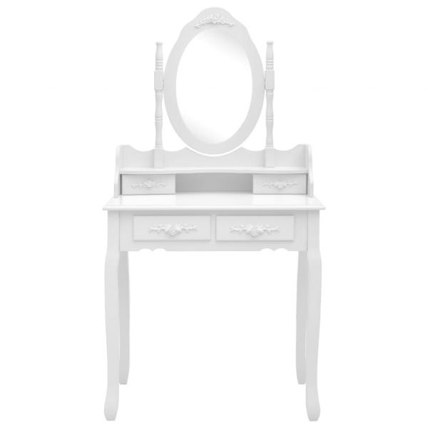 Schminktisch-Set mit Hocker Weiß 75x69x140cm Paulownia-Holz 