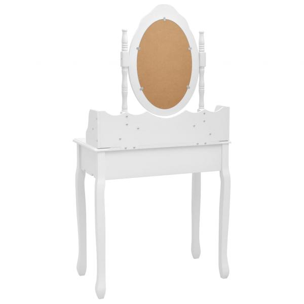 Schminktisch-Set mit Hocker Weiß 75x69x140cm Paulownia-Holz 