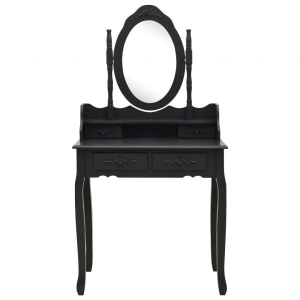 Schminktisch-Set mit Hocker Schwarz 75x69x140cm Paulownia-Holz 