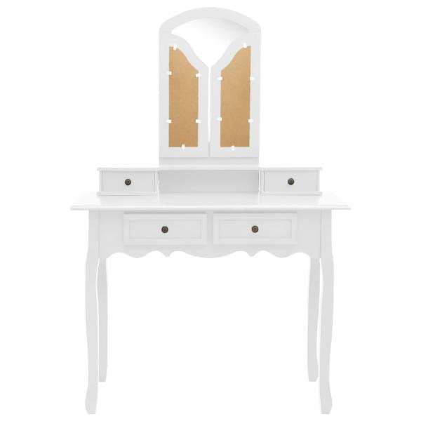 Schminktisch-Set mit Hocker Weiß 100x40x146 cm Paulownia-Holz 