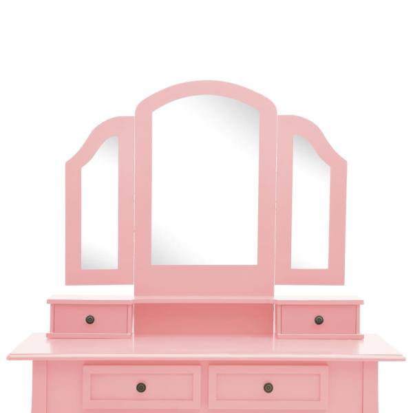 Schminktisch-Set mit Hocker Rosa 100x40x146 cm Paulownia-Holz 