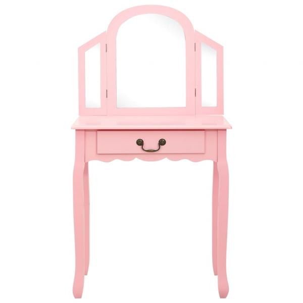 Schminktisch mit Hocker Rosa 65x36x128 cm Paulownia-Holz MDF