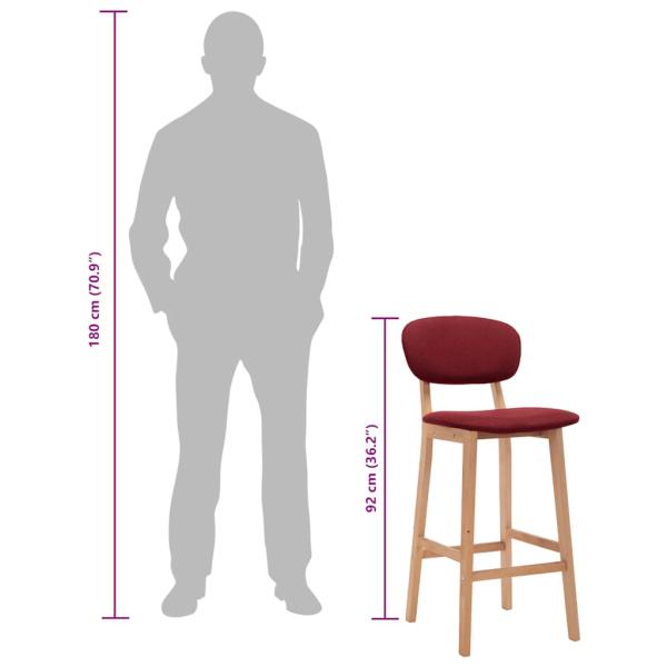 Barhocker 2 Stk. Weinrot Stoff