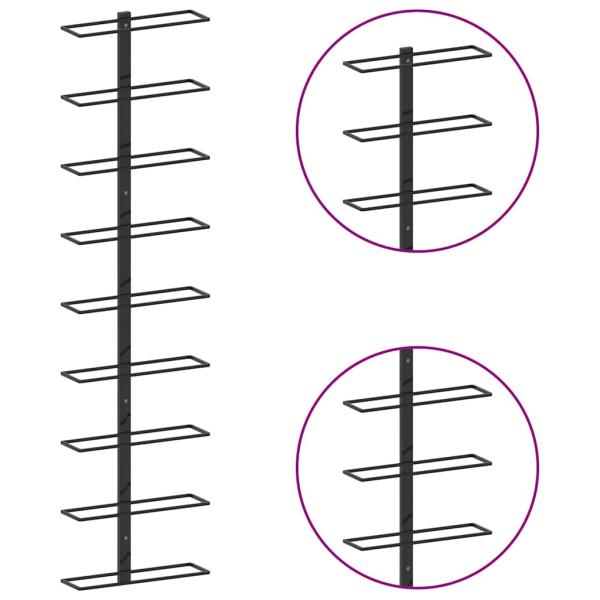 Wand-Weinregale für 18 Flaschen 2 Stk. Schwarz Eisen 