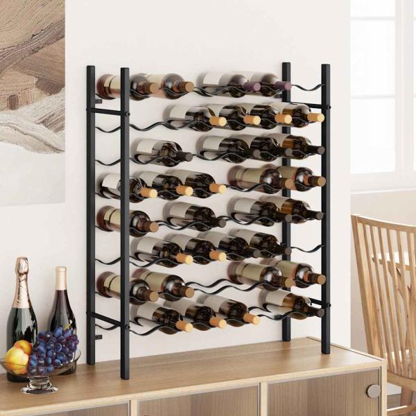 Weinregal für 48 Flaschen Schwarz Metall