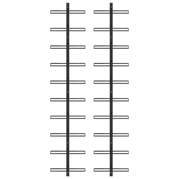 Wand-Weinregale für 20 Flaschen 2 Stk. Schwarz Metall