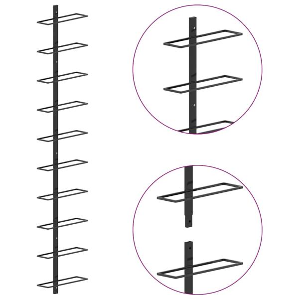 Wand-Weinregale für 20 Flaschen 2 Stk. Schwarz Metall