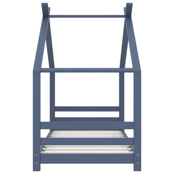 Kinder-Bettgestell Grau Massivholz Kiefer 80x160 cm