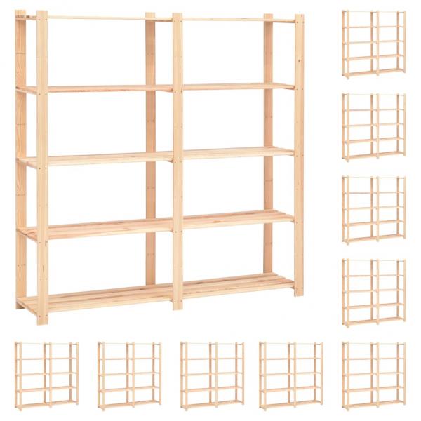 ARDEBO.de - Lagerregale 5 Böden 10 Stk 170x38x170cm Massivholz Kiefer 500kg