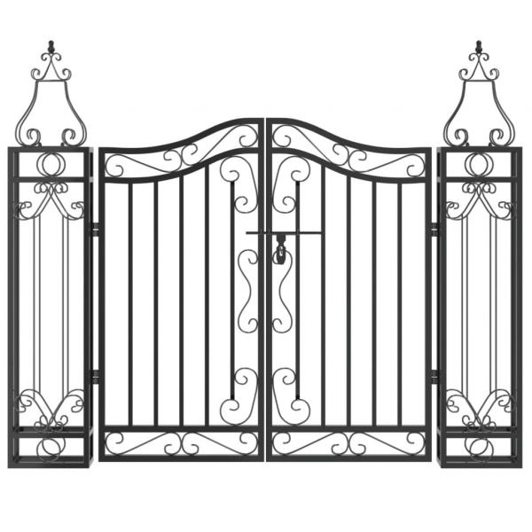 Gartentor Schwarz 121x8x100 cm Schmiedeeisen 