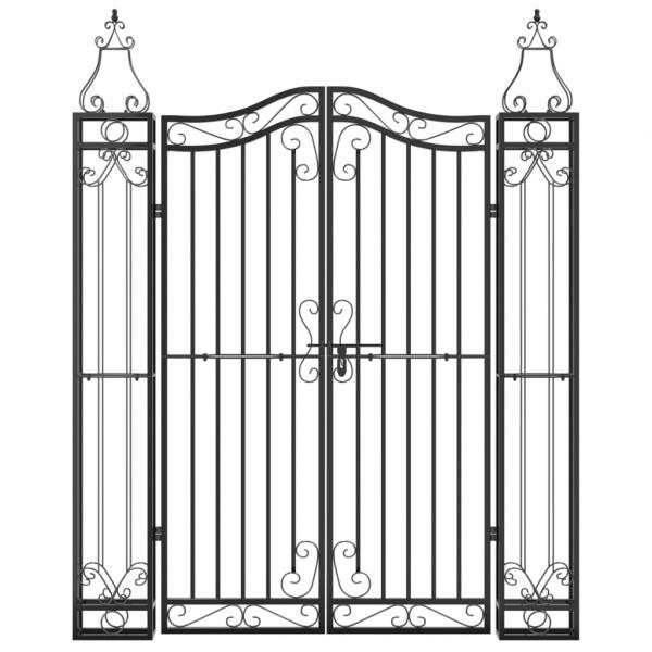 Gartentor Schwarz 121x8x150 cm Schmiedeeisen