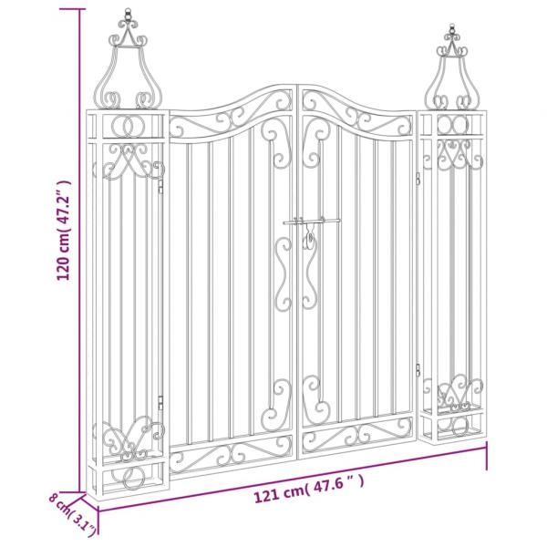 Gartentor Schwarz 121x8x100 cm Schmiedeeisen