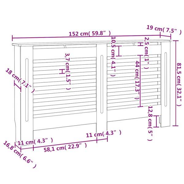 Heizkörperverkleidungen 2 Stk. Weiß 152 x 19 x 81,5 cm MDF