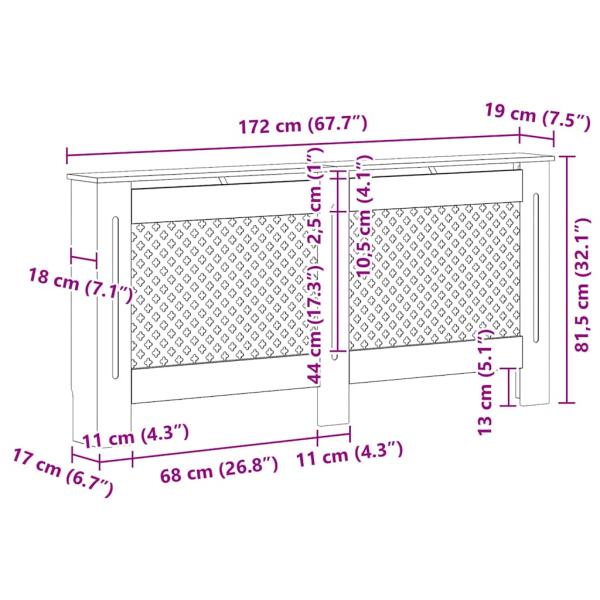 Heizkörperverkleidungen 2 Stk. Weiß 172×19×81,5 cm MDF