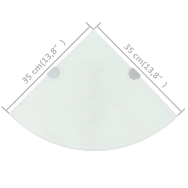 Eckregale 2 Stk. mit verchromten Halterungen Glas Weiß 35x35 cm