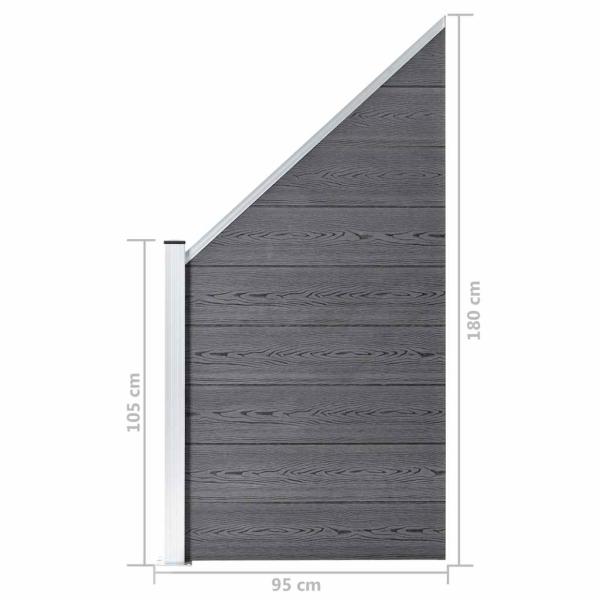 WPC Zaun-Set 3 Quadrate + 1 Schräge 619x186 cm Grau
