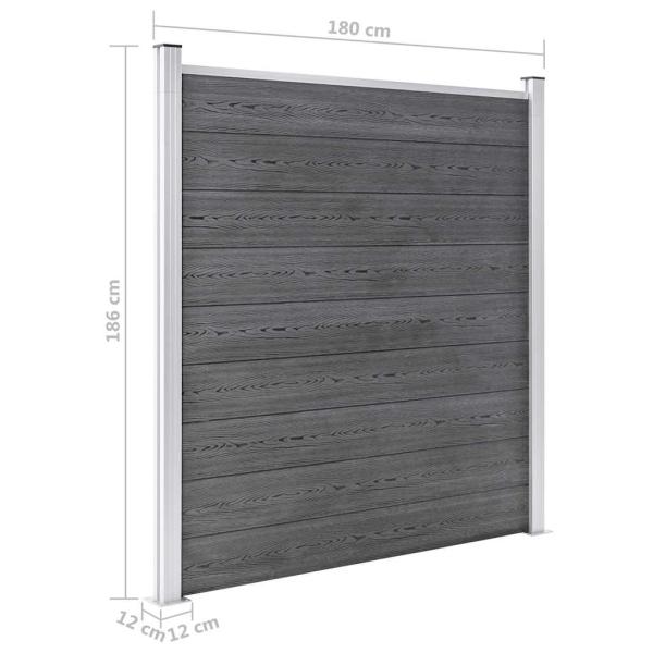 WPC Zaun-Set 3 Quadrate + 1 Schräge 619x186 cm Grau