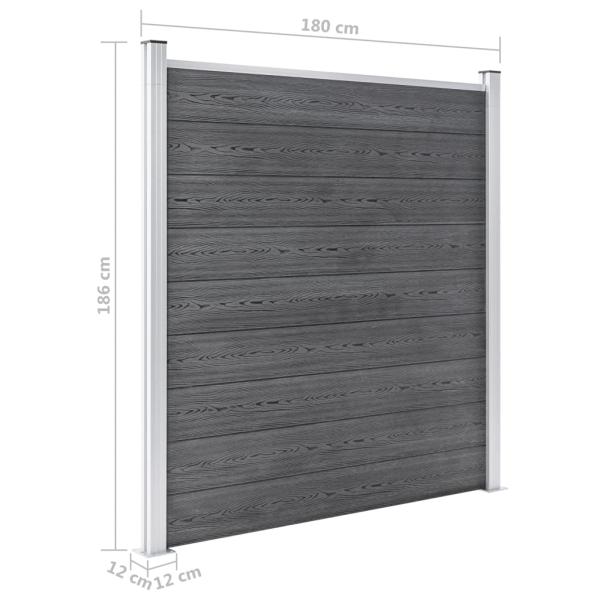 WPC Zaun-Set 4 Quadrate + 1 Schräge 792x186 cm Grau