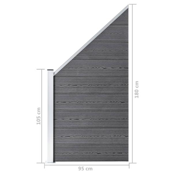 WPC Zaun-Set 4 Quadrate + 1 Schräge 792x186 cm Grau