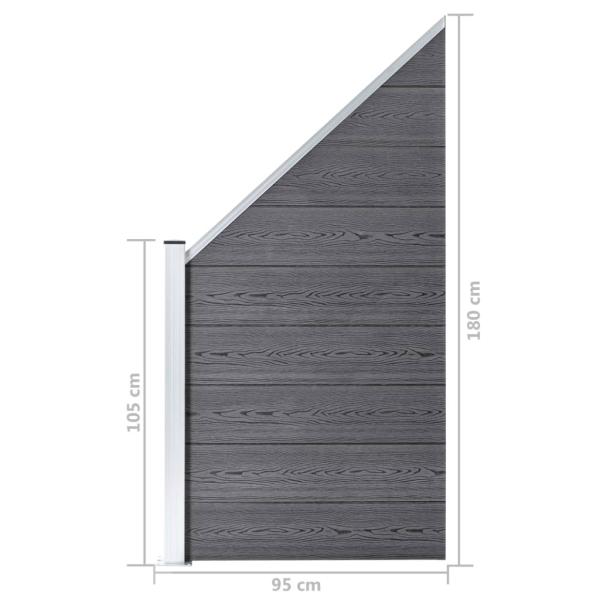 WPC Zaun-Set 9 Quadrate + 1 Schräge 1657x186 cm Grau