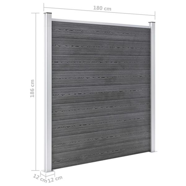 WPC Zaun-Set 9 Quadrate + 1 Schräge 1657x186 cm Grau