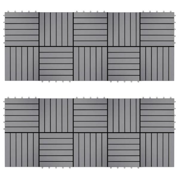 Terrassenfliesen 20 Stk. Grau 30 x 30 cm Massivholz Akazie