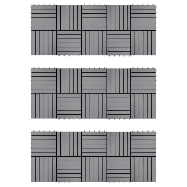 Terrassenfliesen 30 Stk. Grau 30 x 30 cm Massivholz Akazie