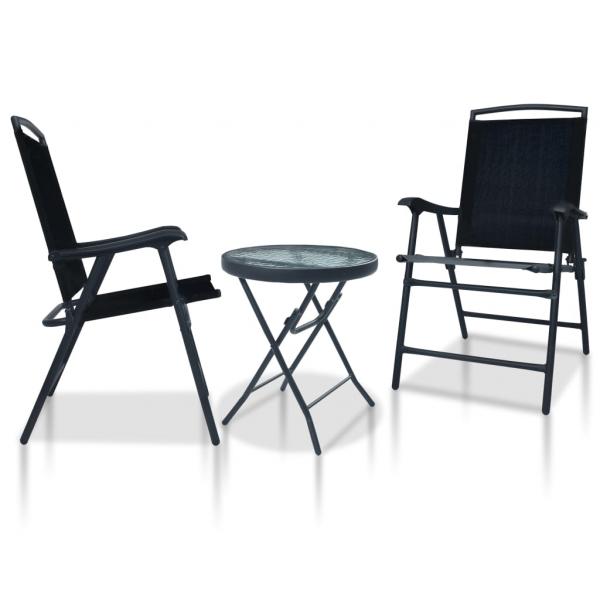 ARDEBO.de - 3-tlg. Bistro-Set Schwarz Stahl