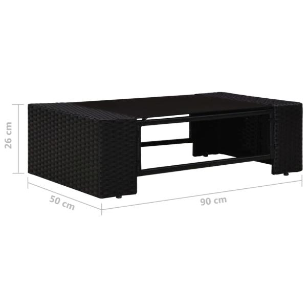 4-tlg. Garten-Lounge-Set Poly Rattan Schwarz