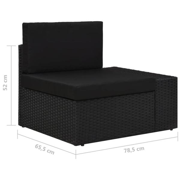 7-tlg. Garten-Lounge-Set Poly Rattan Schwarz