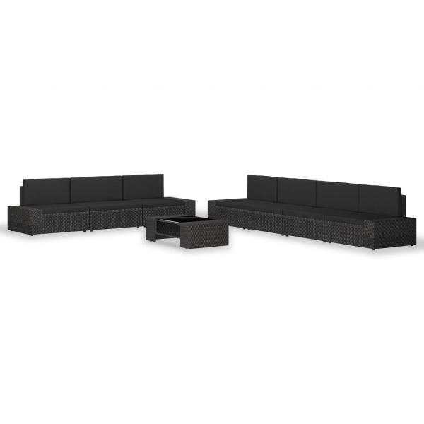 ARDEBO.de - 8-tlg. Garten-Lounge-Set Poly Rattan Schwarz