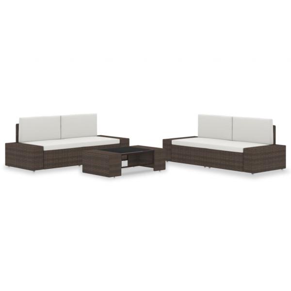 ARDEBO.de - 5-tlg. Garten-Lounge-Set Poly Rattan Braun