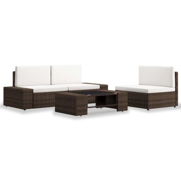 ARDEBO.de - 4-tlg. Garten-Lounge-Set Poly Rattan Braun