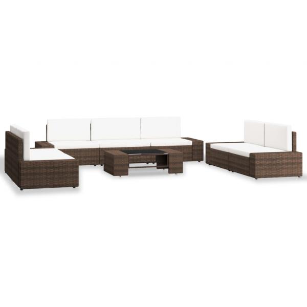 ARDEBO.de - 8-tlg. Garten-Lounge-Set Poly Rattan Braun