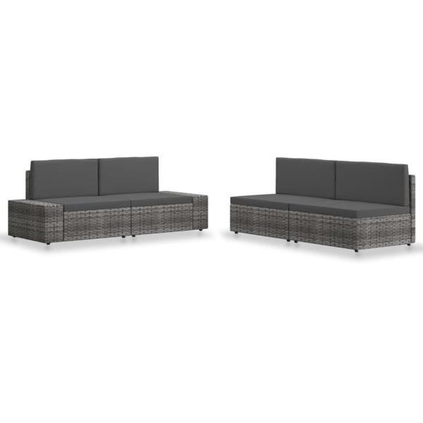 4-tlg. Garten-Lounge-Set Poly Rattan Grau