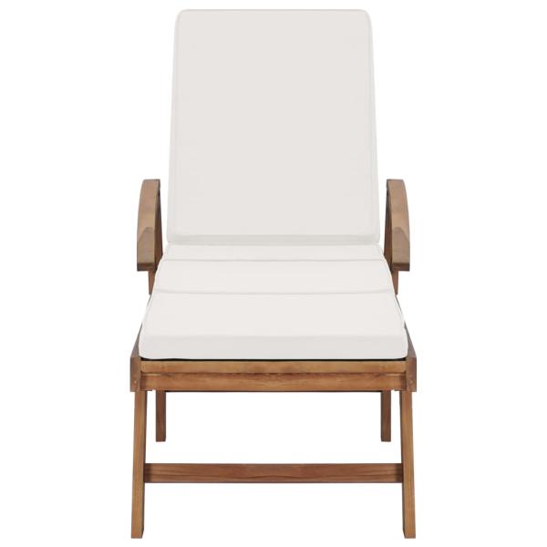 Sonnenliegen mit Auflagen 2 Stk. Massivholz Teak Creme